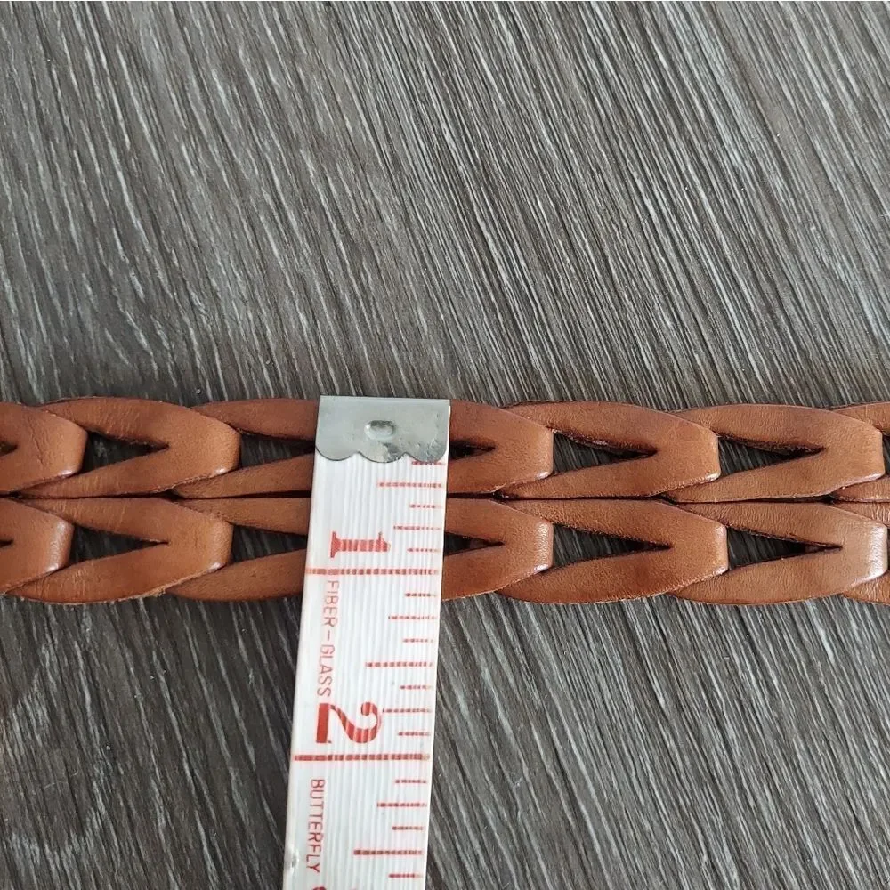 Vintage 1994 Southwestern Leather Link Belt w Metal Buckle & Loop Small